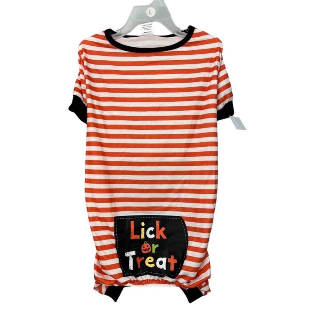 Halloween Pet Costume Lick or Treat Striped Onesie Dog Pajama Pet Spirit NWT